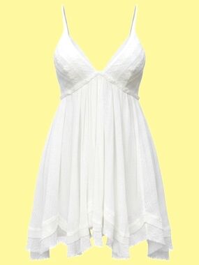 🚺 TicToc Lumi Embroidered Raw Hemline Baby Doll Dress — 100% Organic Cotton